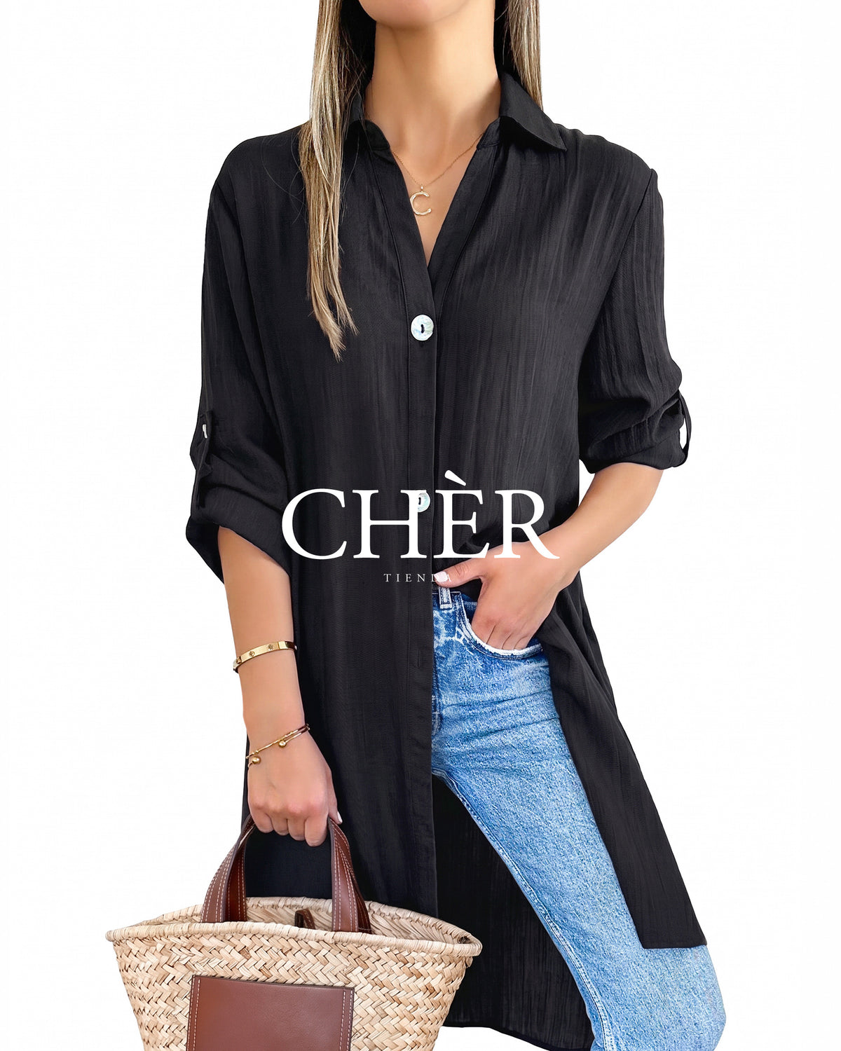 Camisero Lino Laurent Negro