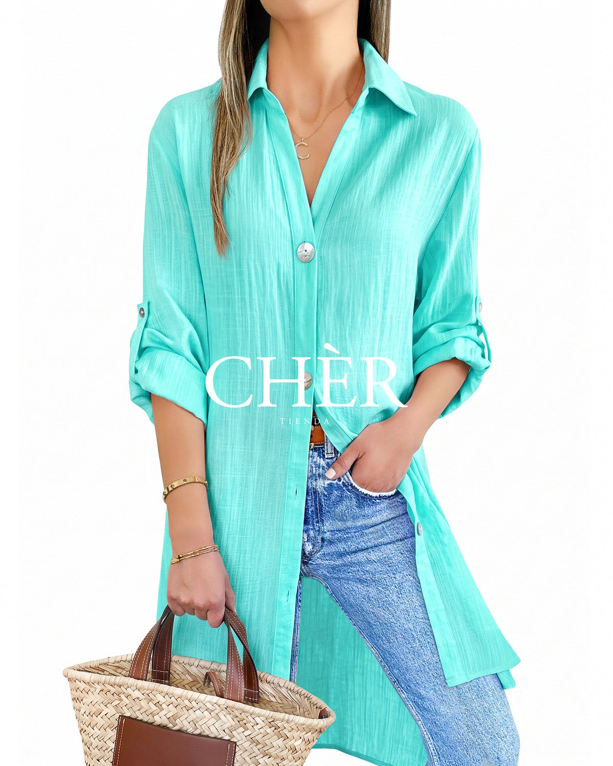 Camisero Lino Laurent Turquesa