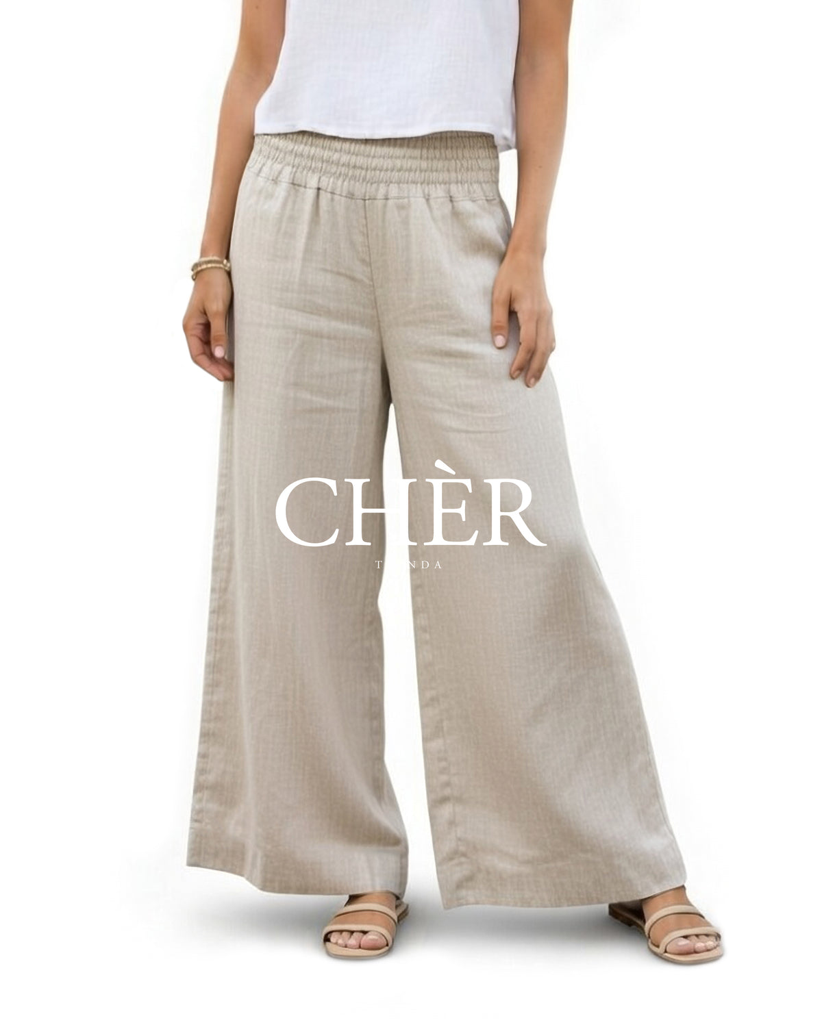 Pantalón Lino Caprari Beige