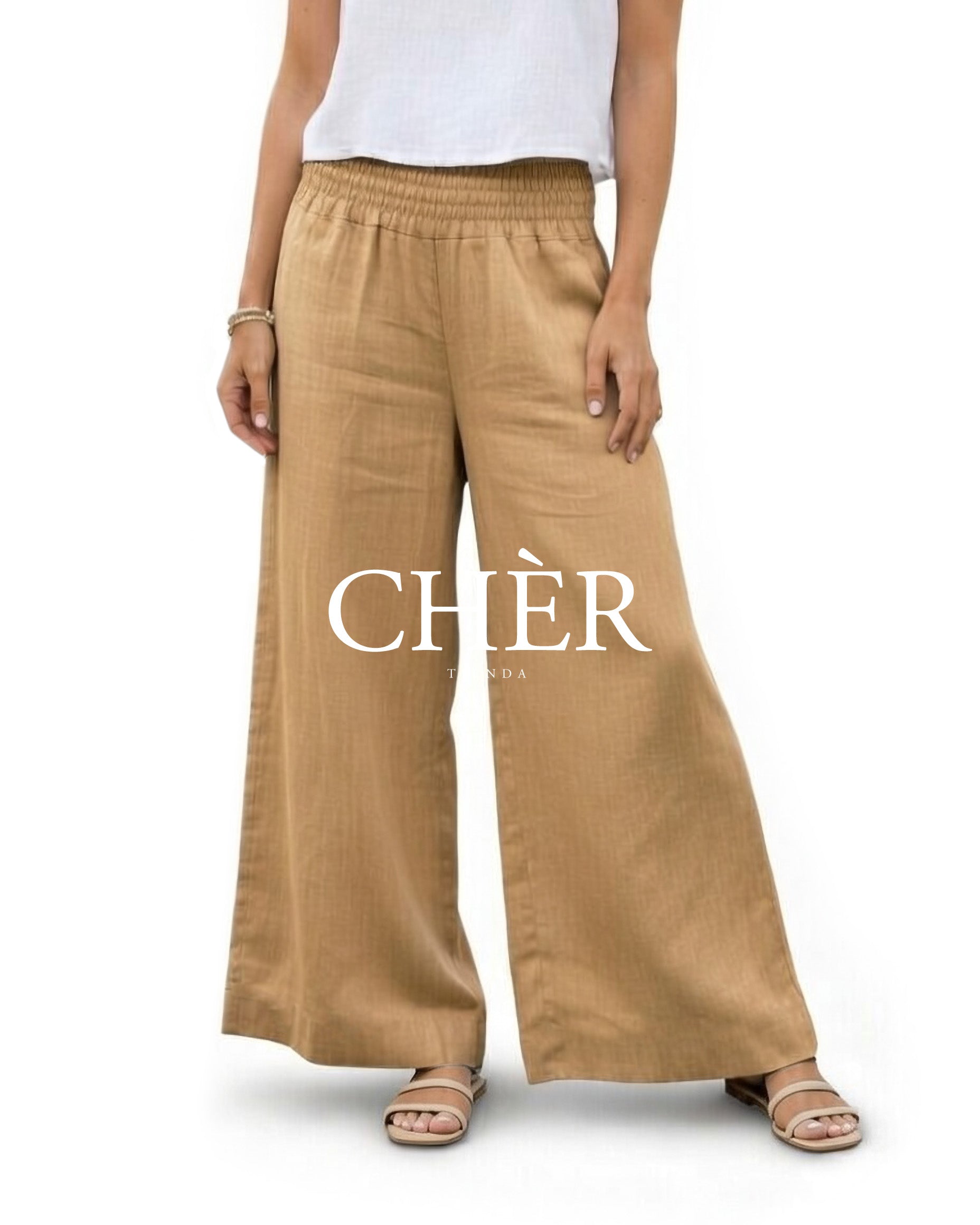 Pantalón Lino Caprari Camel
