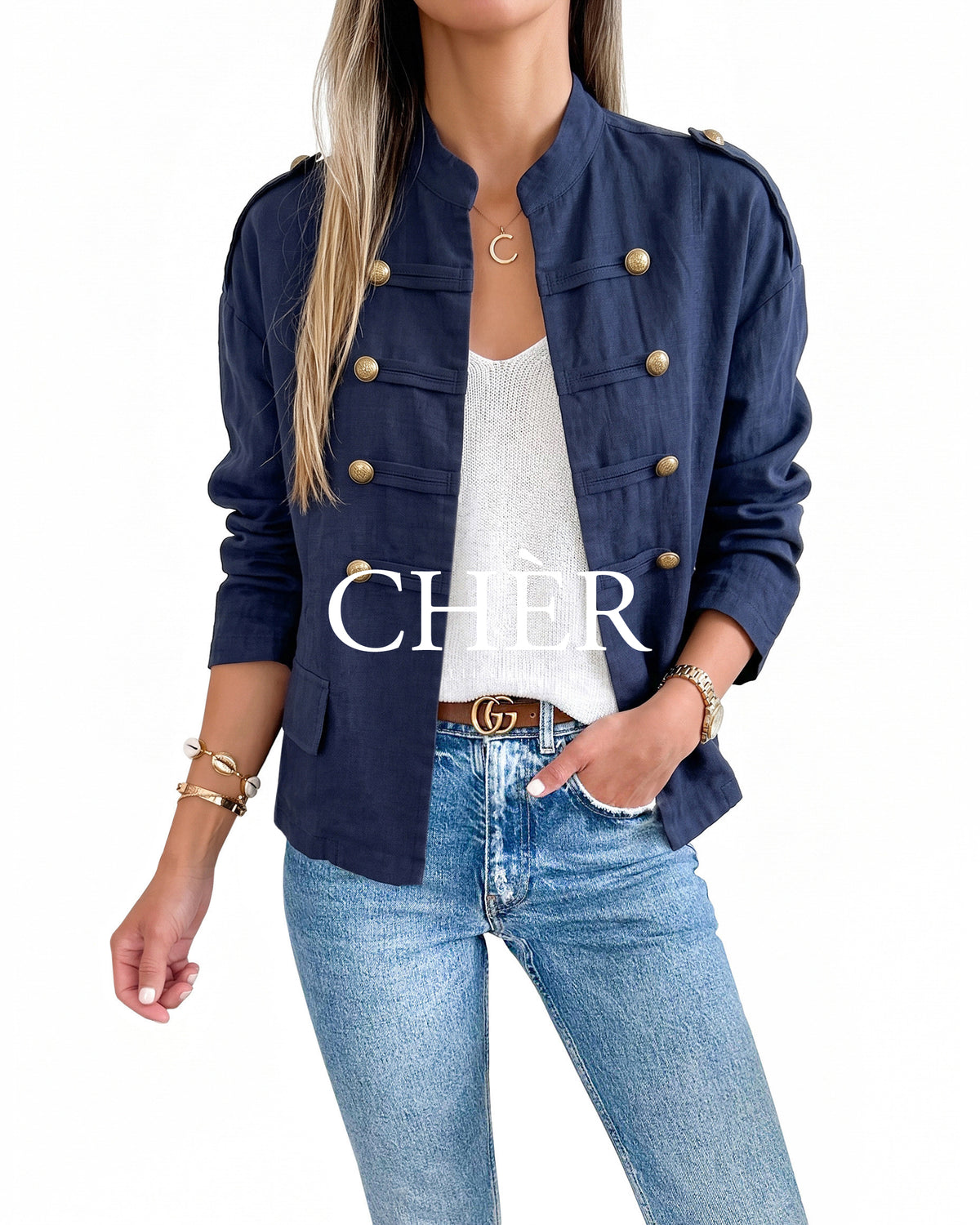 Chaqueta Lino Napoleón Marino