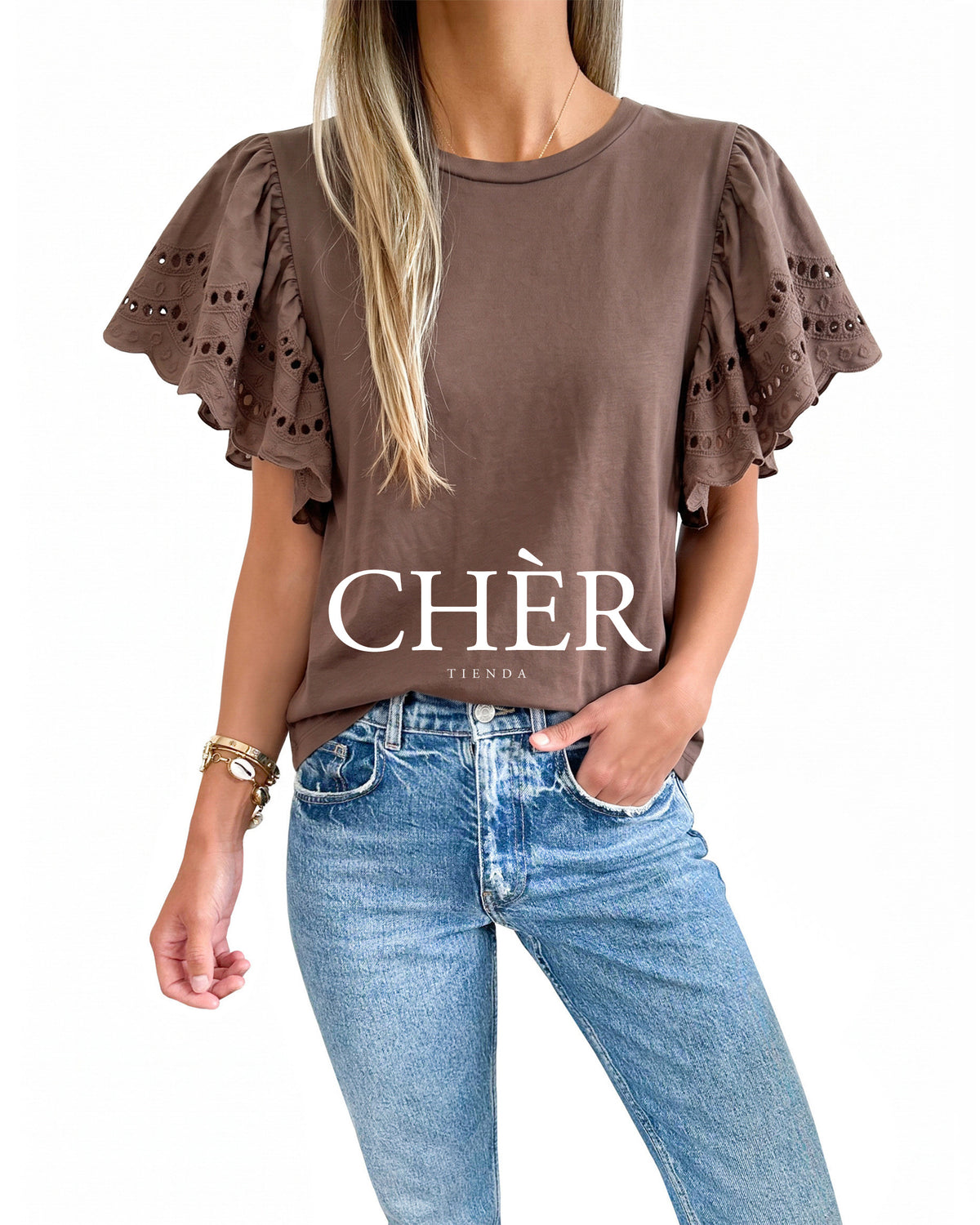 Polera Broderie Chocolate