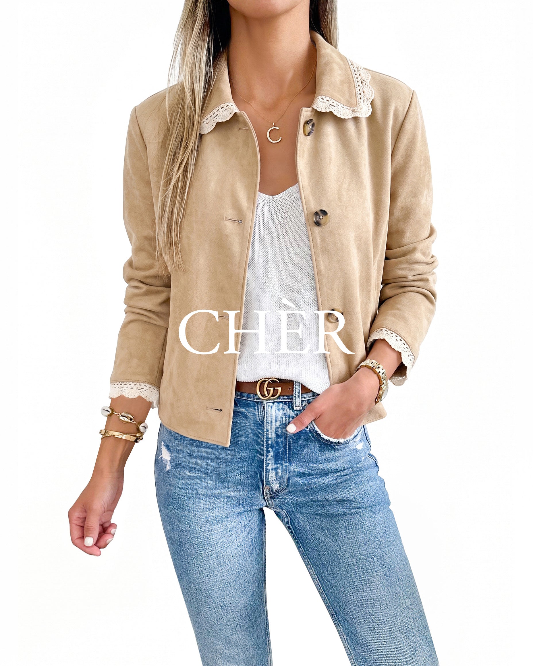 Chaqueta Suede Fabienne Beige